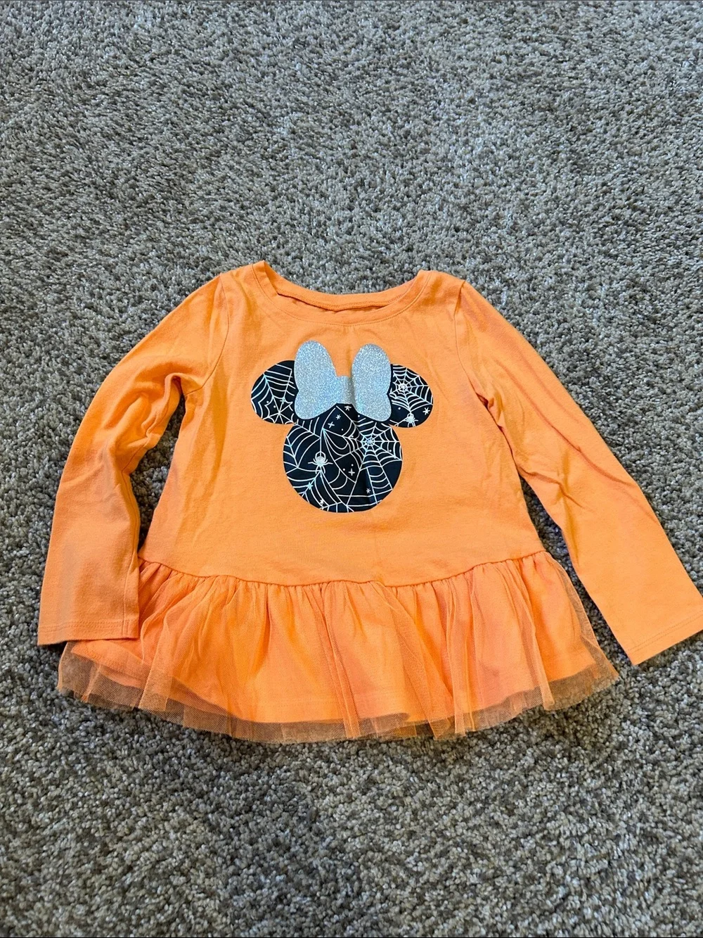 Girls Orange Halloween Tutu Top and Spiderweb Leggings Set